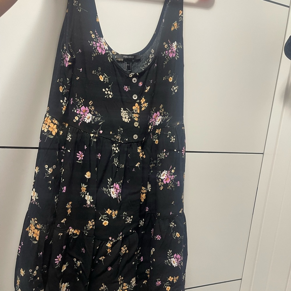 Forever 21 Black Floral Button-Down Dress